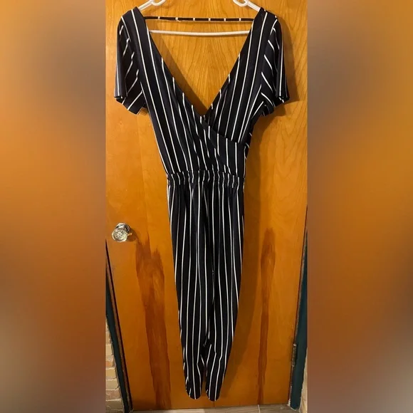 Express Striped Navy and White Jumpsuit - Picture 5 of 5